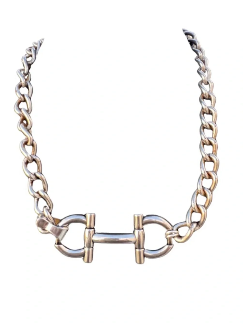 Hand Crafted Upcycled Ferragamo Necklace - Picture 3 of 8